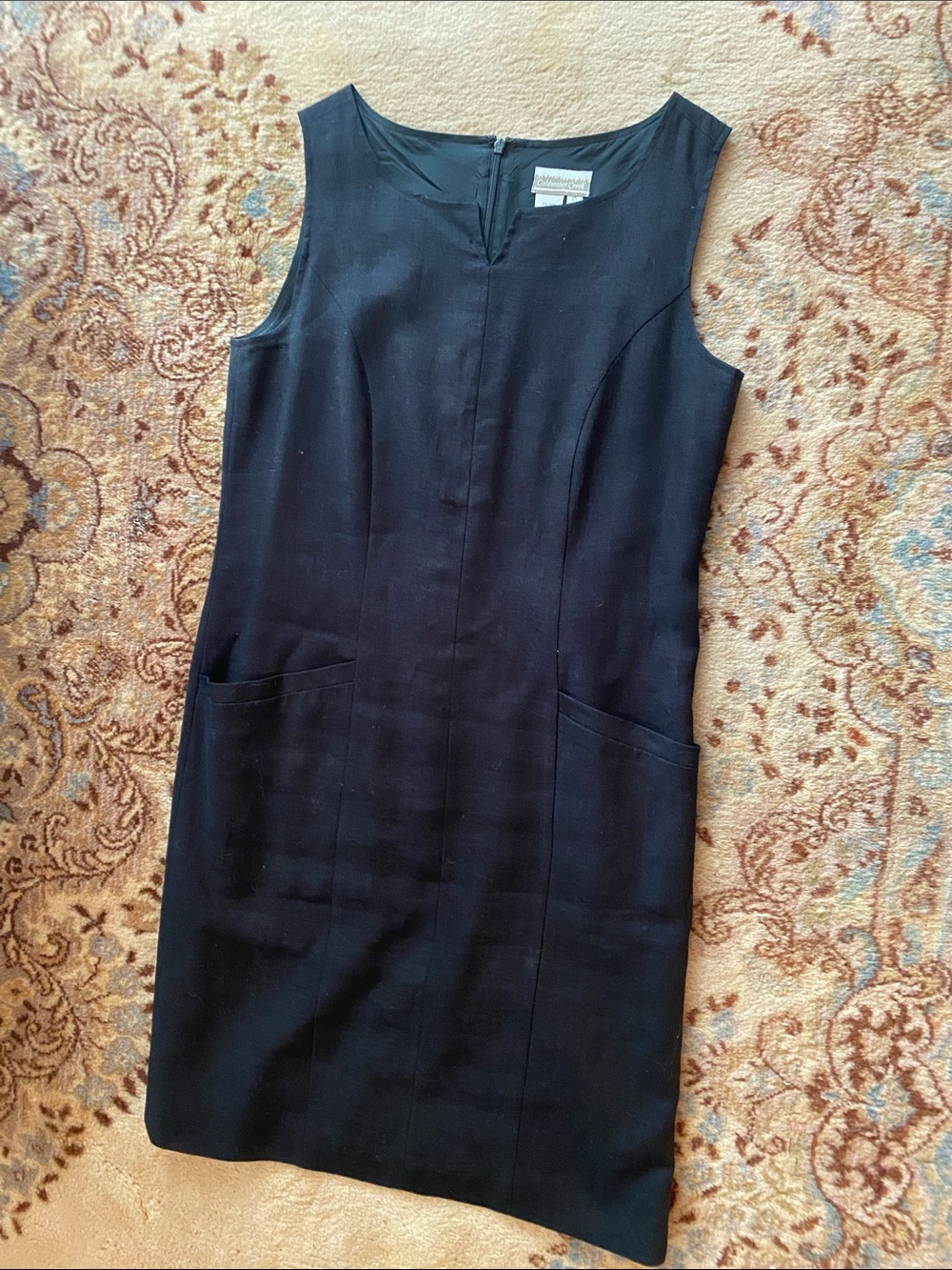 Coldwater Creek 100% LINEN Black Sleeveless Shift Dress